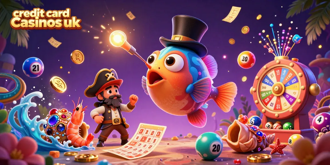 Win big at credit card casinos UK with vibrant characters and dynamic game elements in an engaging casino scene.