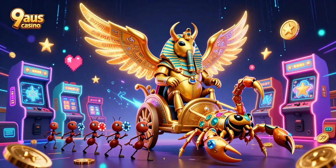 Experience the excitement of 9aus casino with vibrant slot games and animated characters!