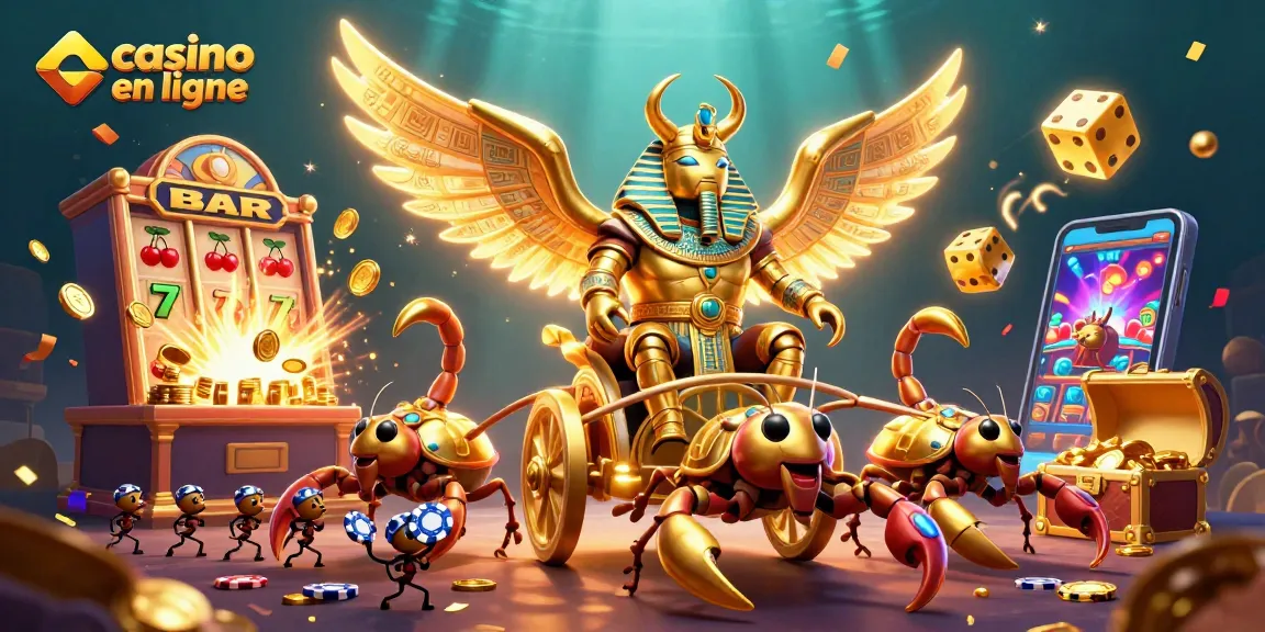 Jouez à des machines à sous et gagnez avec casino en ligne dans cette scène dynamique