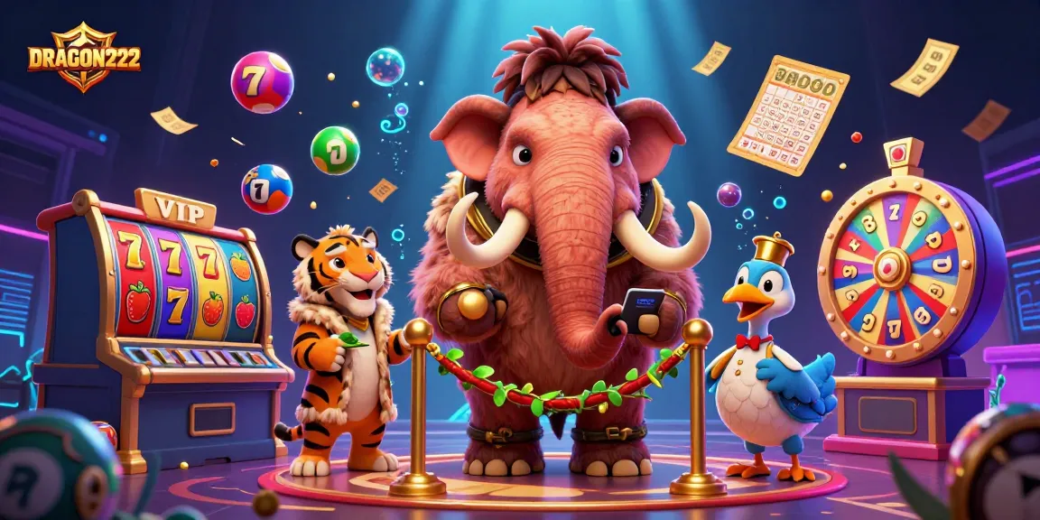 Experience the thrill of DRAGON222 with vibrant slot reels and colorful game elements.