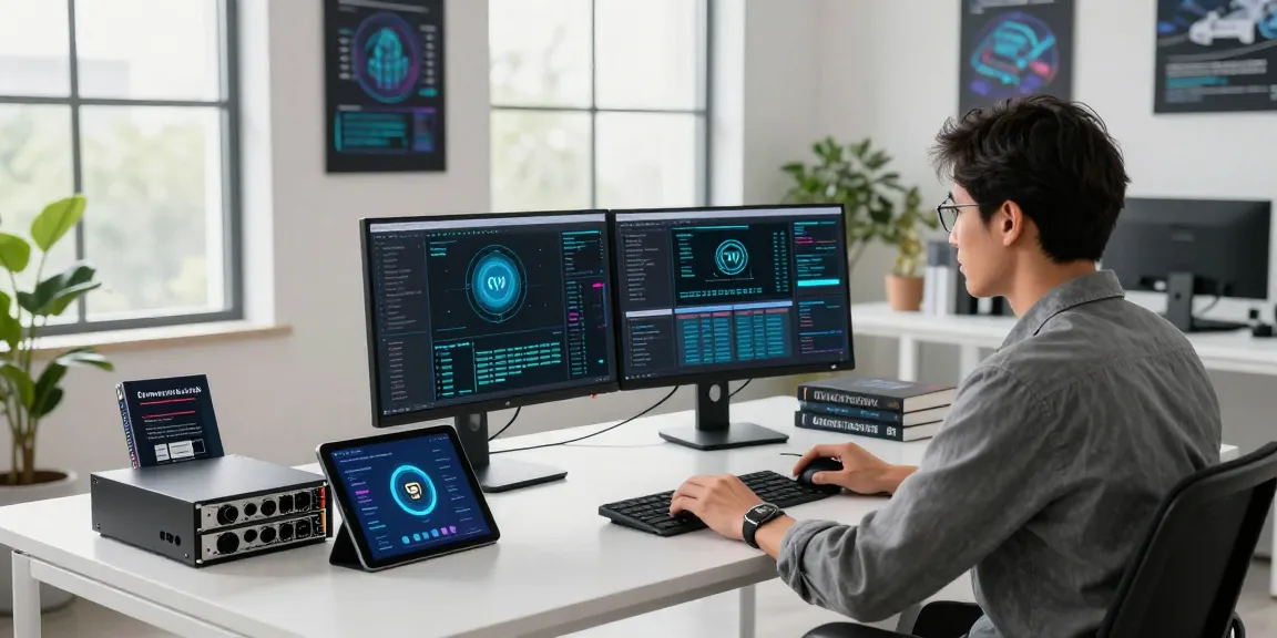 A focused cybersecurity expert in a modern CVV shop workspace analyzing CVV data with advanced software.