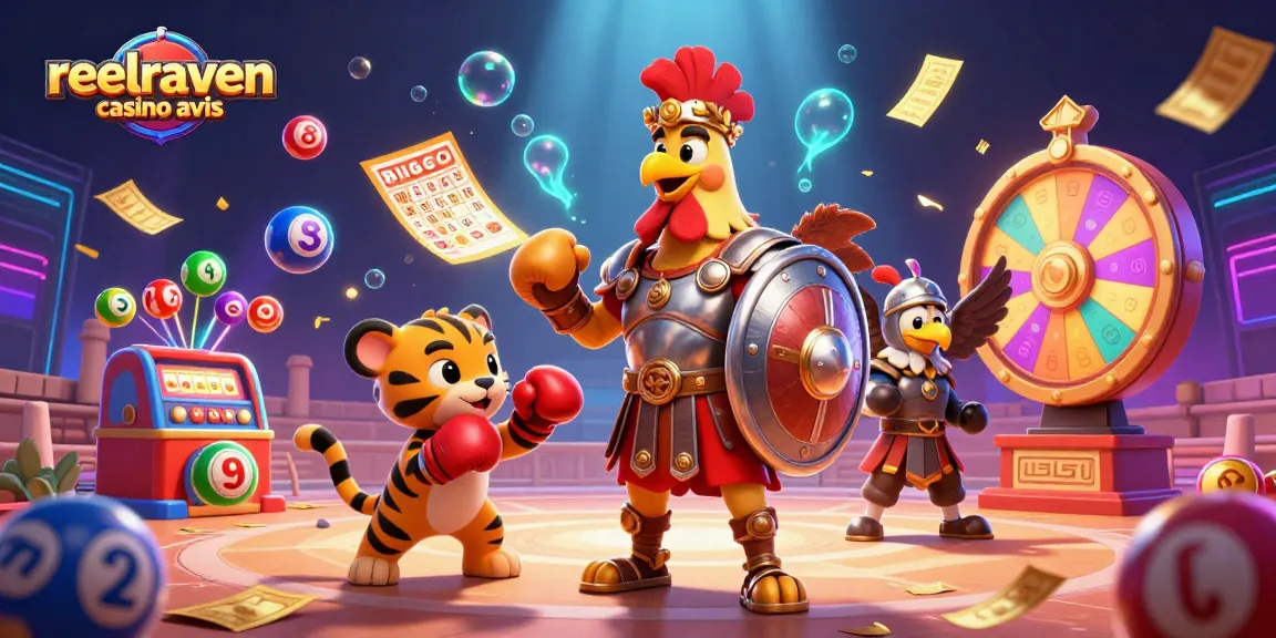 Reelraven Casino Bewertung: Spieler entdecken dynamische Objekte und Strategien in einem 3D-Kasino-Gemälde.