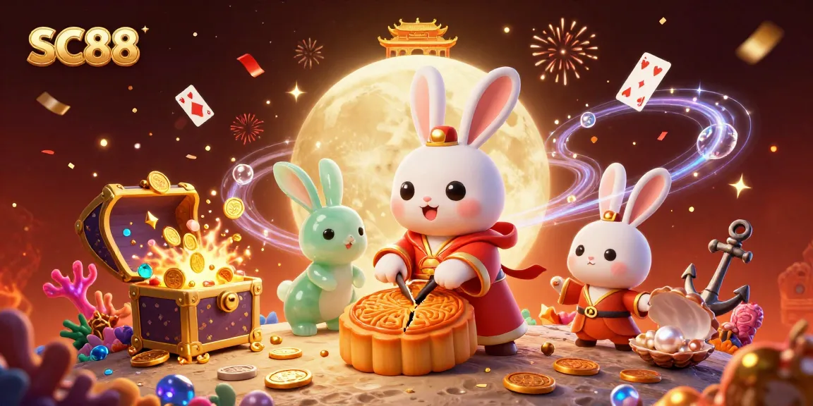 Experience the thrilling games at SC88, featuring a magical moon rabbit and vibrant casino elements.