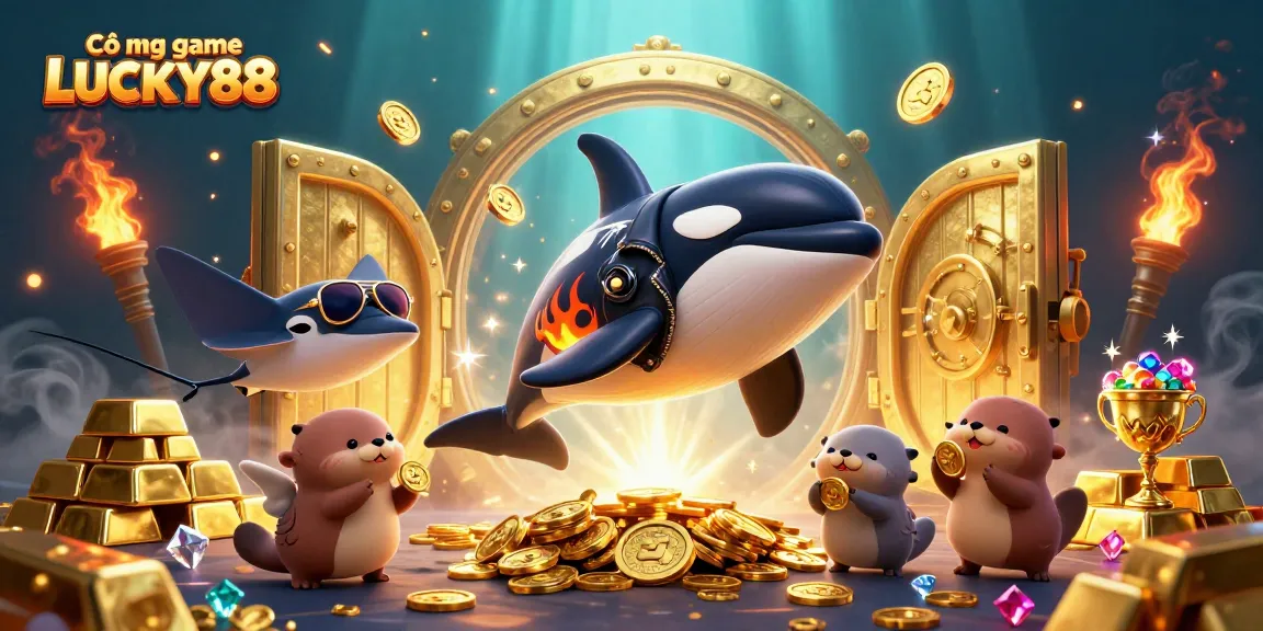 Experience the excitement of Cổng game LUCKY88 with vibrant underwater characters and golden treasures.