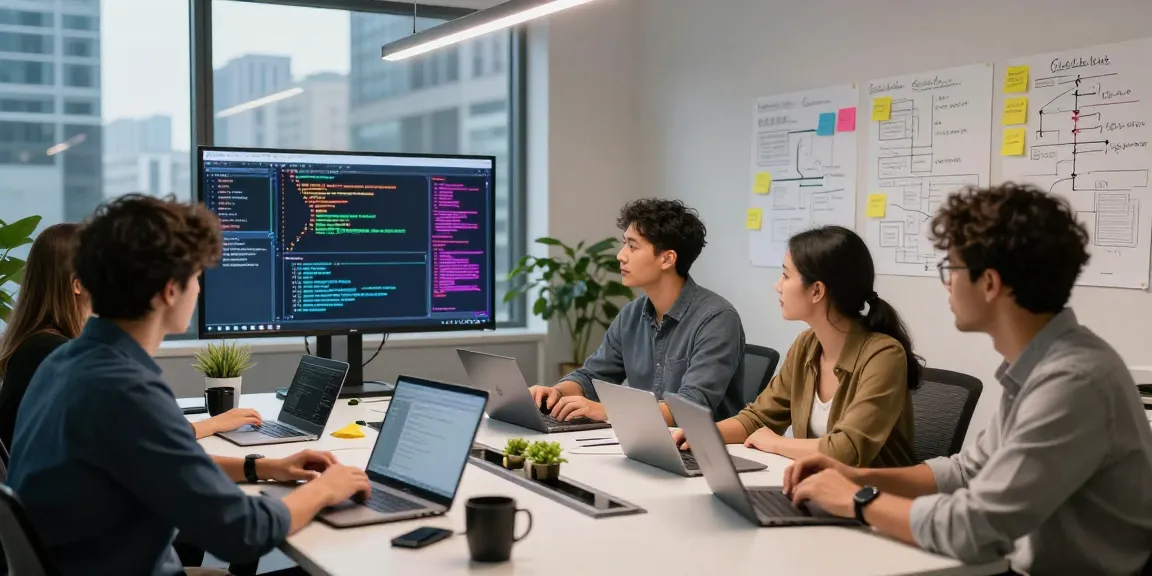 Explore a vibrant tech workspace featuring collaboration among engineers at teiegramin.com, showcasing innovation and creativity.