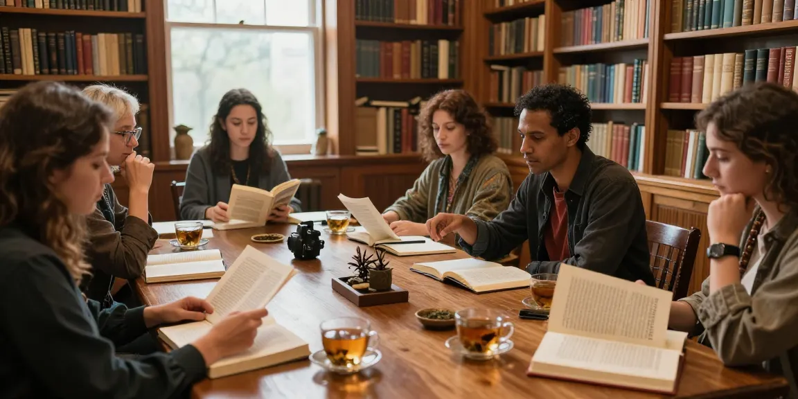 Discussion about T Allen Greenfield's UFOnauts at https://tallengreenfield.com in a cozy library.