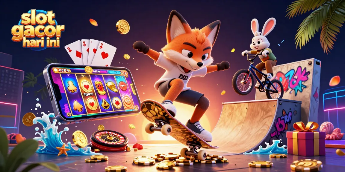 Slot gacor hari ini memperlihatkan rubah skateboarder dan kelinci BMX dalam ilustrasi 3D yang dinamis.