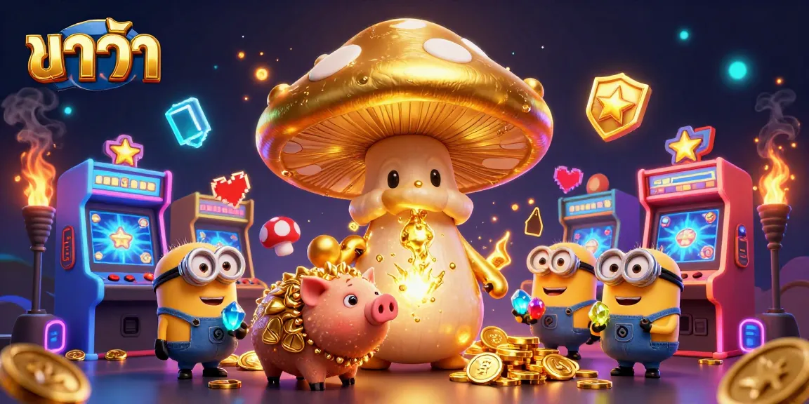 Baccarat game scene with a golden mushroom wizard conjuring treasure in a vibrant, interactive casino setting.