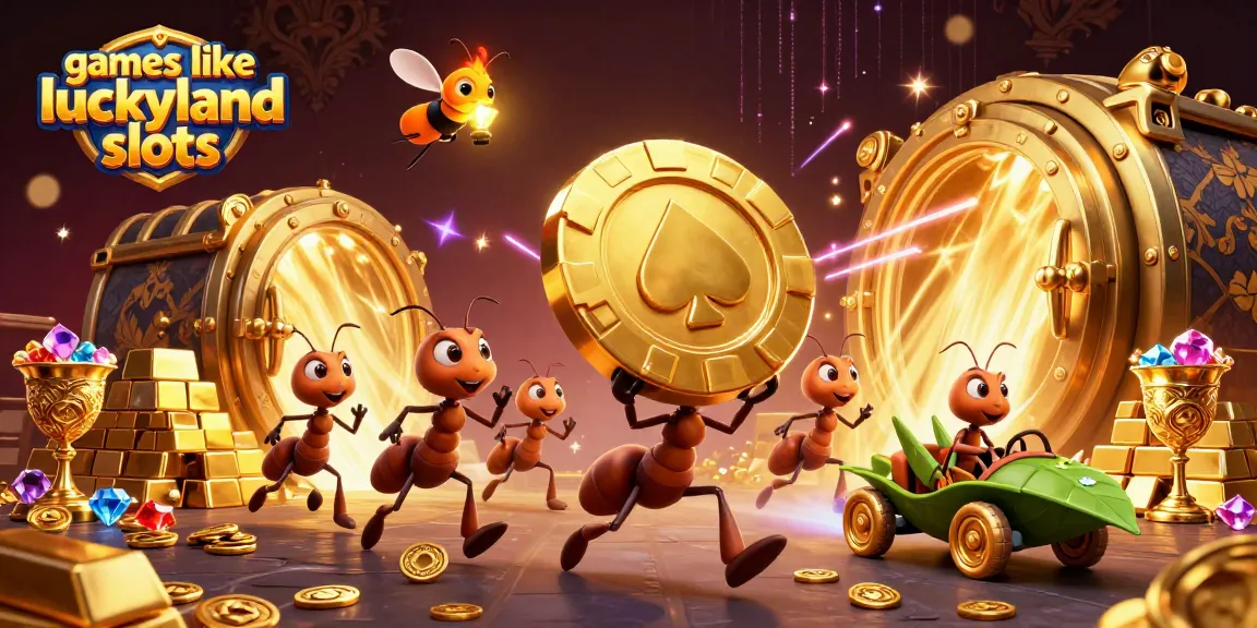 Discover games like LuckyLand Slots in a packed casino heist scene filled with excitement and treasure
