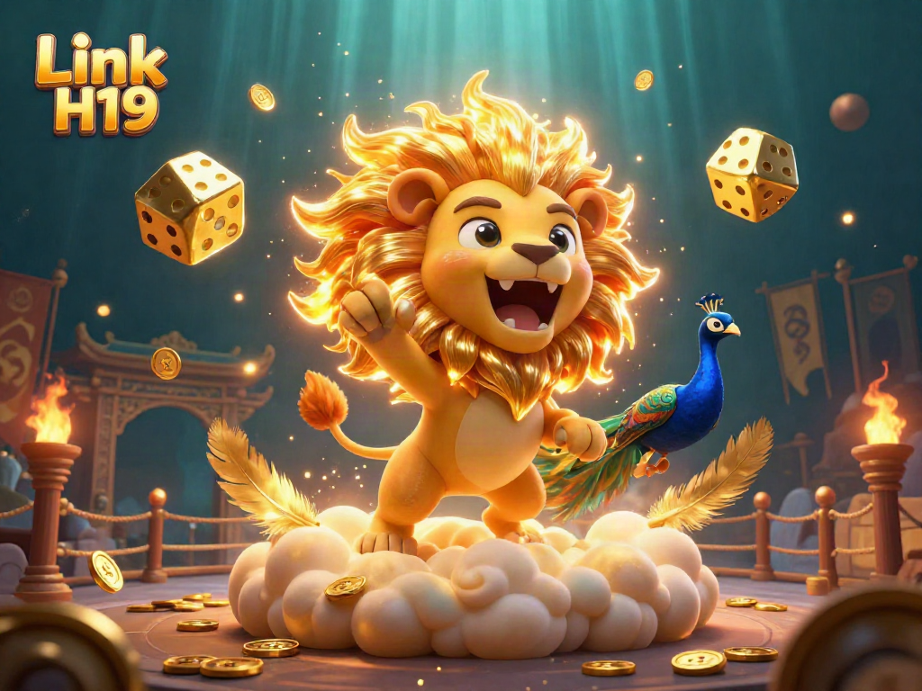 Bet big with Link H19 as golden dice roll amidst a cosmic casino adventure.