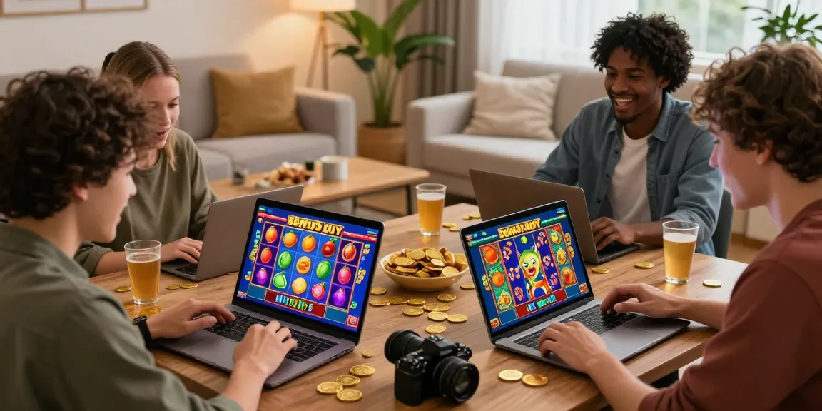 Players at home enjoying Bonus Buy Slots at https://crownnorthill.co.uk/ in a vibrant, inviting setting.