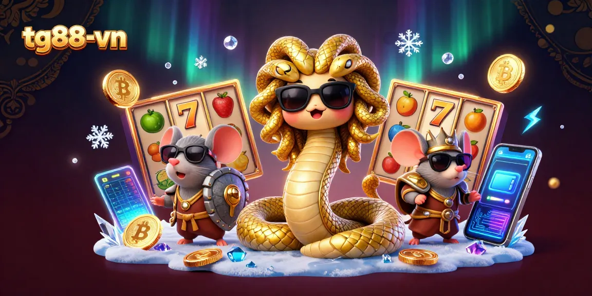 Experience vibrant gaming at tg88-vn with Medusa and a warrior mouse amidst rich slot elements.