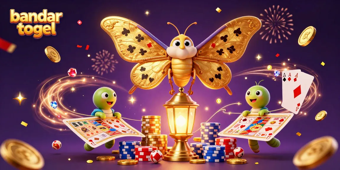 Experience excitement with bandar togel as golden lottery balls spark joy in a festive casino scene.