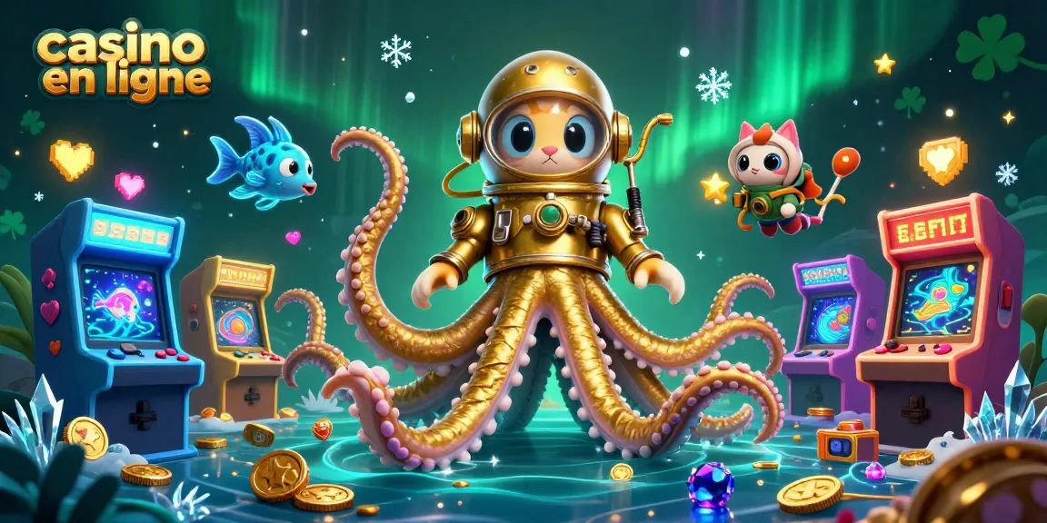 Découvrez les jeux captivants du casino en ligne avec un kraken amusant et des machines 3D colorées.