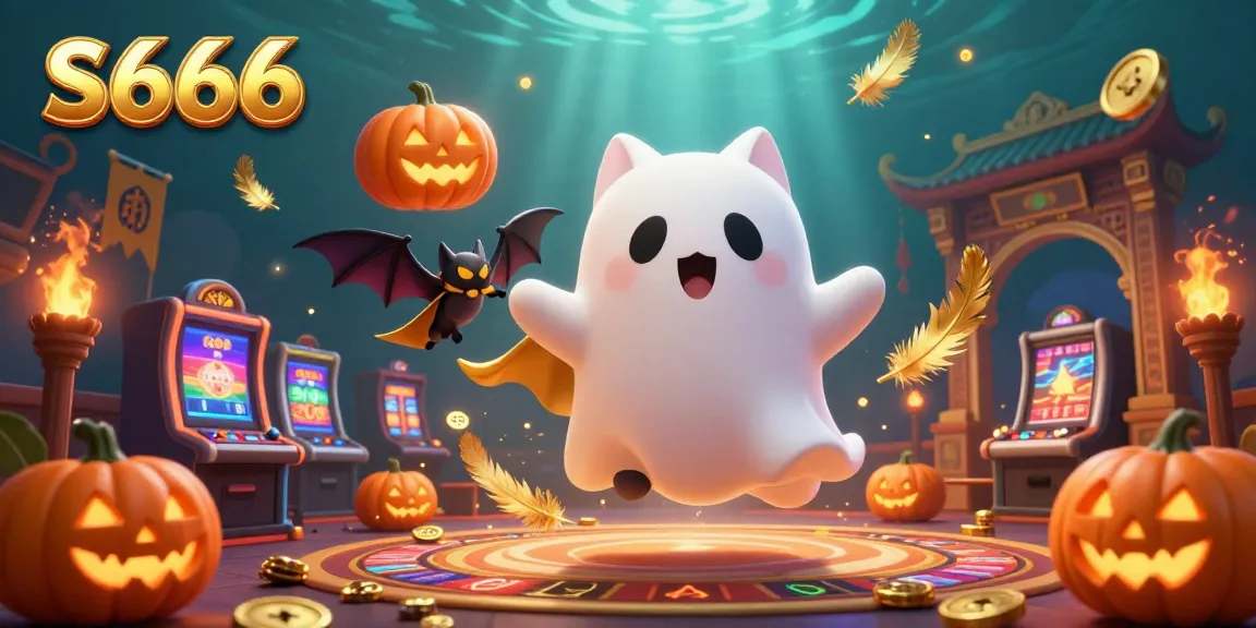S666 brings excitement with a friendly ghost cat in a casino, immersive gaming elements, and vibrant visuals.