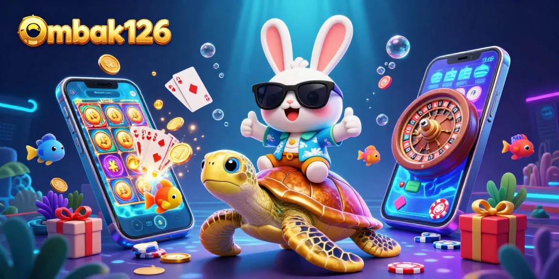 Join the excitement at ombak126 with a lucky rabbit celebrating wins alongside a golden turtle!