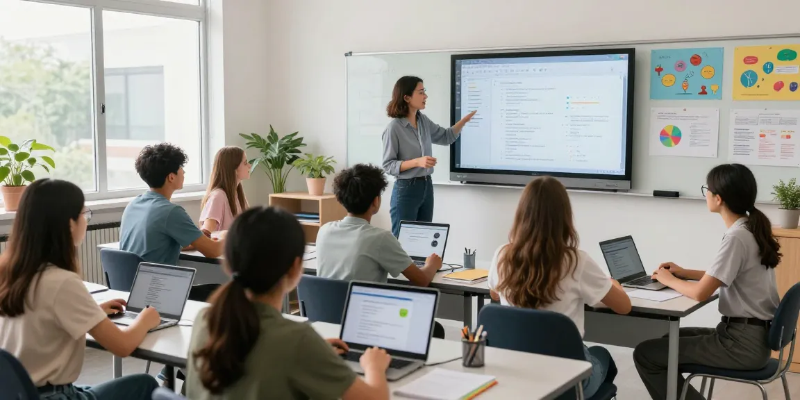 Students using ai for school tools in an interactive classroom setting, enhancing personalized learning.