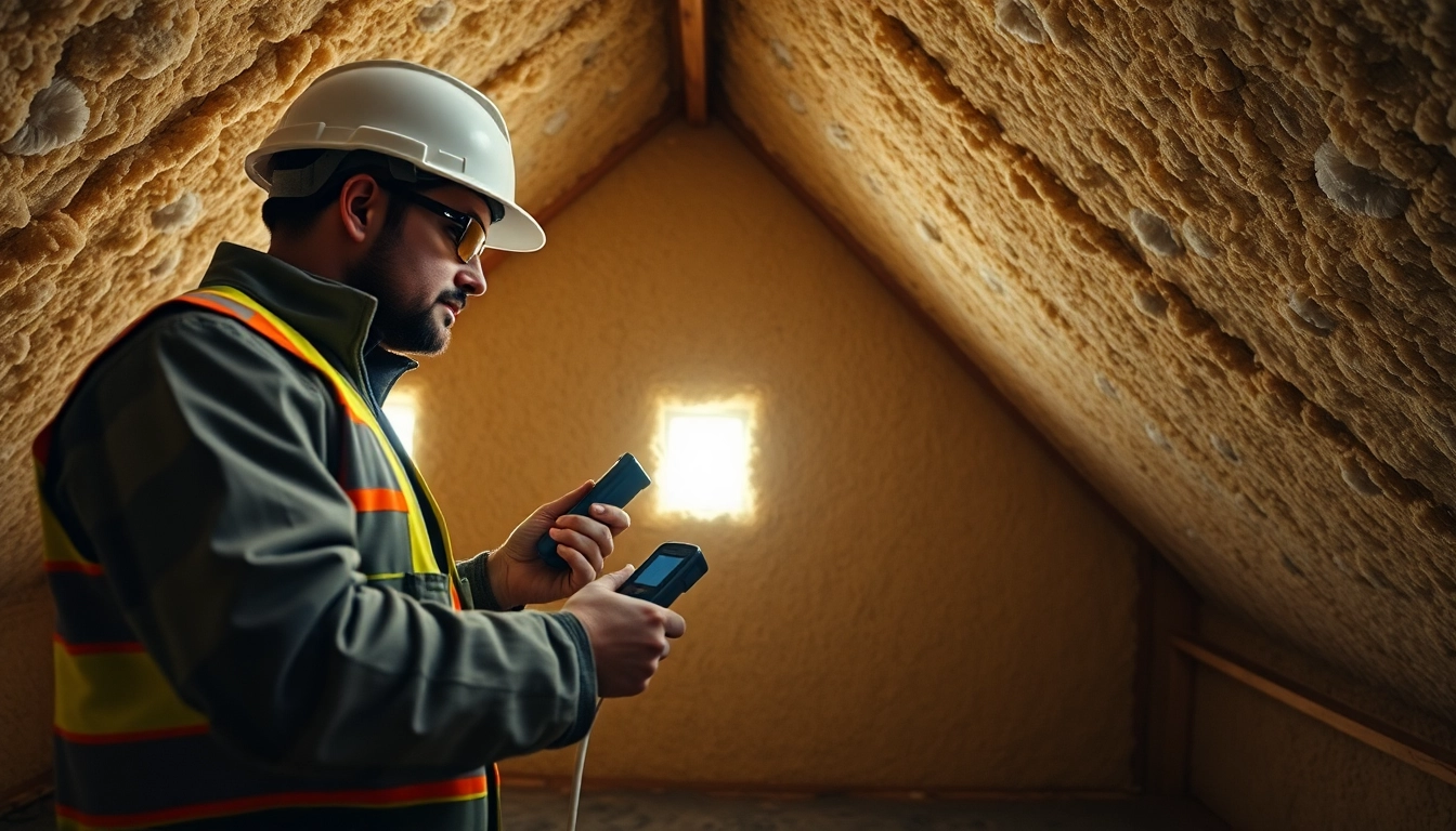 Inspecting spray foam condensation issues in an attic with detailed features.