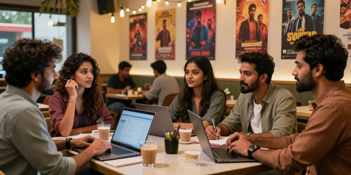 Dynamic discussion on Indian web series with diverse individuals engaging over chai, reflecting the essence of bold desi content and pornx11.