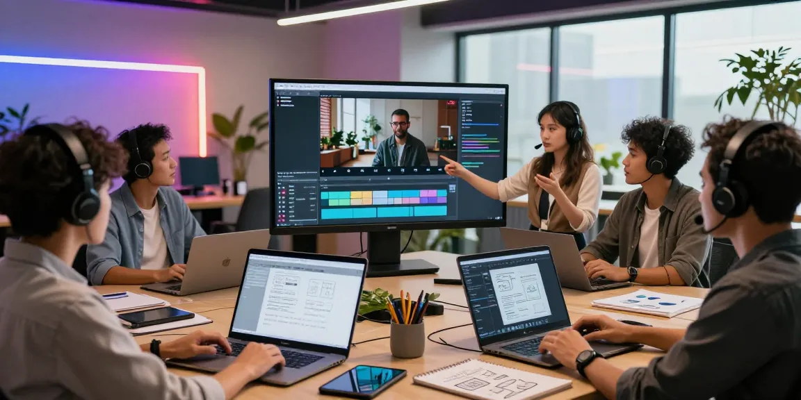Creative video production team using ai seedance 2.0 in modern workspace.