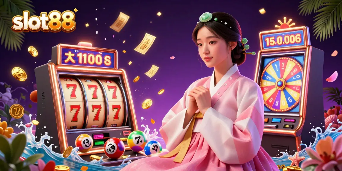 Win big at slot88 with vibrant slot machines and jackpot counters in an enchanting casino scene.