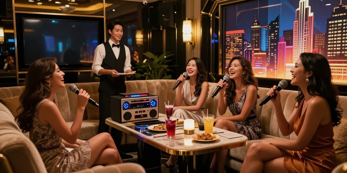 강남 가라오케에서 친구들과 함께 즐거운 시간을 보내는 모습