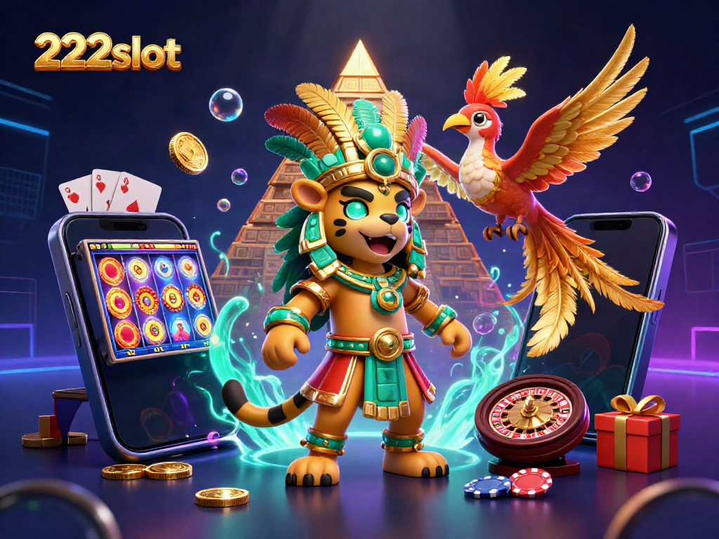 Bermain slot dengan 222slot, menikmati keberuntungan bersama jaguar dan burung quetzal.