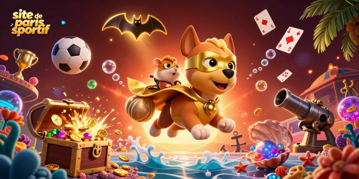 Action de paris sportif sur un site de paris sportif avec des personnages animés et des éléments de jeu.
