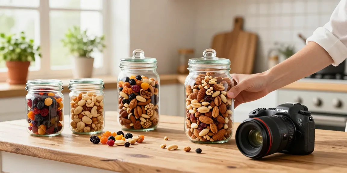 M98 สล็อตเว็บตรงไม่ผ่านเอเย่นต์ showcasing fresh mixed nuts and dried fruits in a bright kitchen.