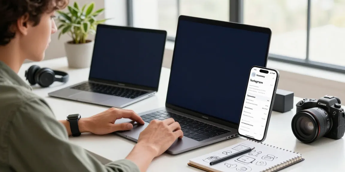 Dynamic workspace showcasing Insanony app insights for Instagram stories.