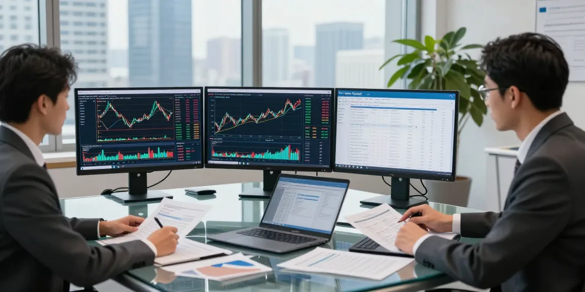 Third Eye Capital professional analyzing financial data in a modern office.