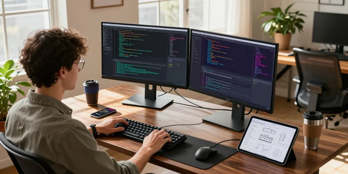 Developer demonstrating snipaste下载 on dual monitors in a modern workspace.