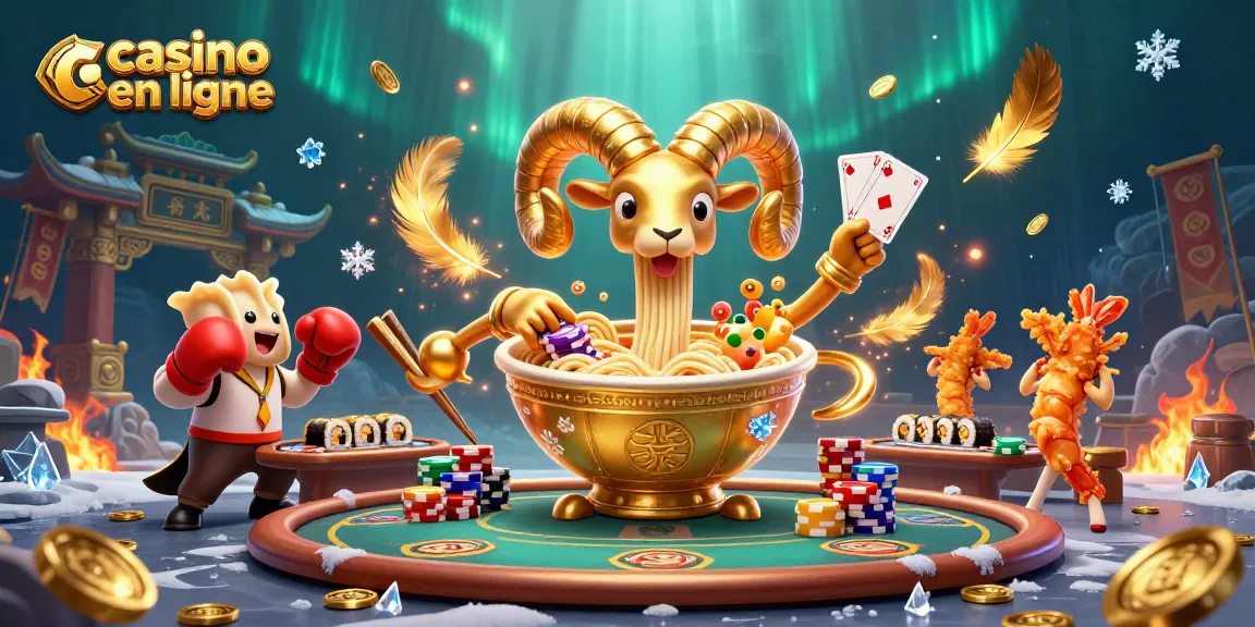 Célébrez le jeu avec casino en ligne, un bol de ramen géant et ses personnages animés.