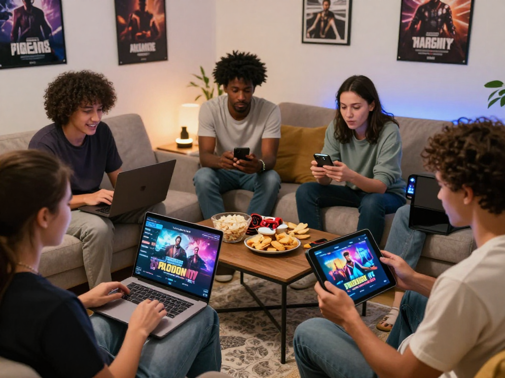 Engaged gamers exploring various porngames in a cozy setting.