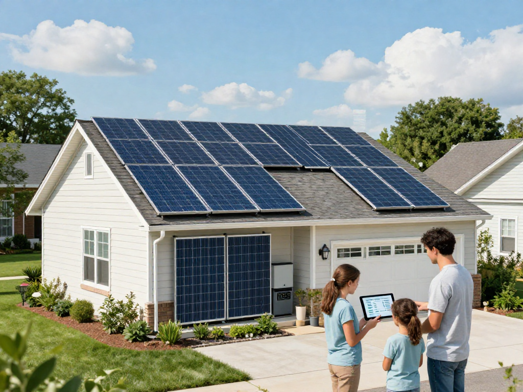 Solar panels Joliet IL on suburban rooftops showcasing energy solutions with advanced tech features.