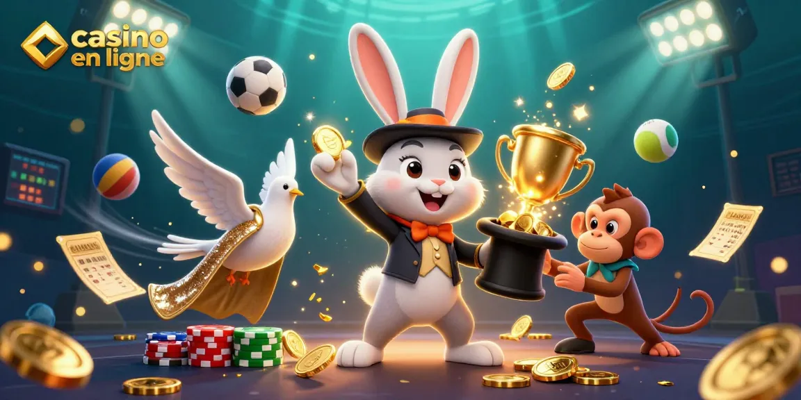 Casino en ligne avec un lapin magicien, une colombe glamour, et un singe voleur de jetons.