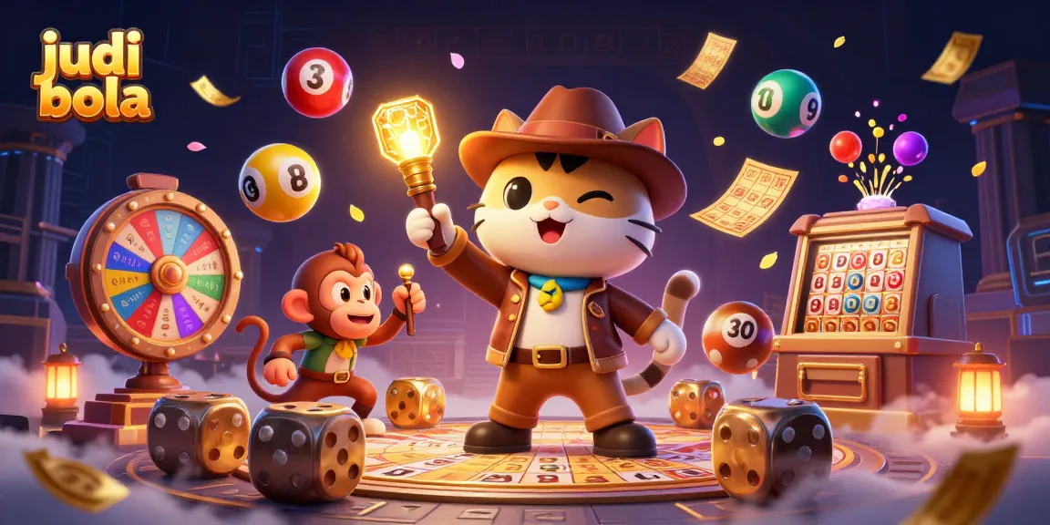 Engage in judi bola excitement with a 3D illustration showcasing action and vibrant casino elements.