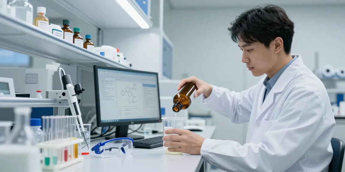 Buy isopropyl alcohol in a professional lab setting with chemical equipment.
