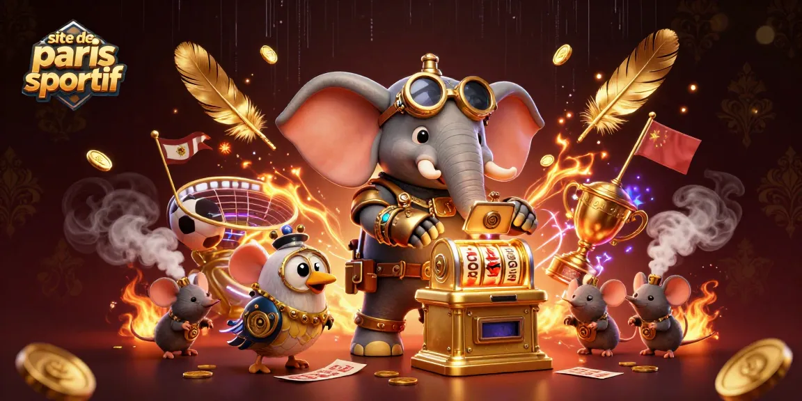 Jouer sur le site de paris sportif avec des éléments de paris, un éléphant et des accessoires animés.