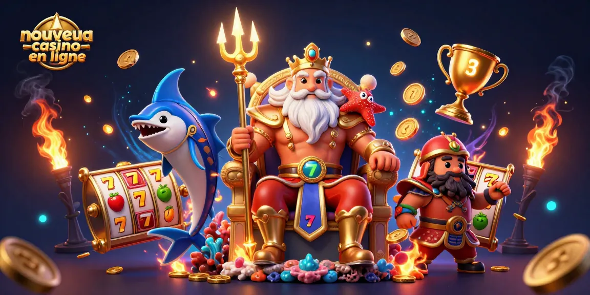 Plongez dans l'univers du nouveau casino en ligne avec Neptune, samouraï et étoiles, symboles de la chance.