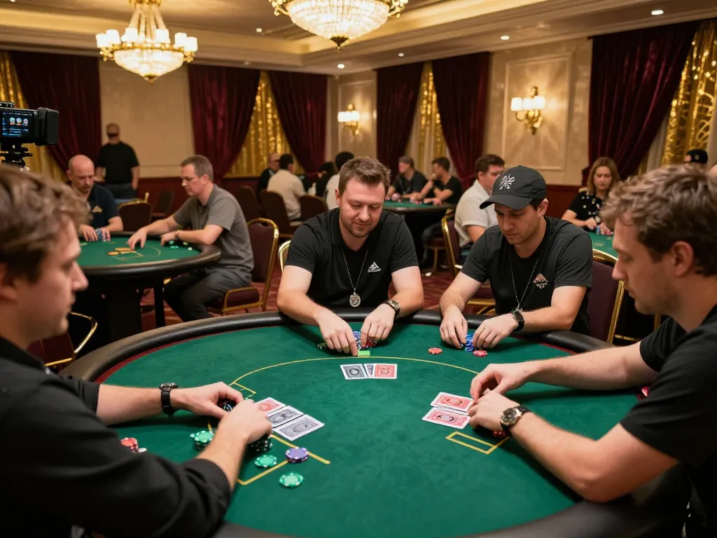 Players at cloud-africa poker tables strategizing and placing bets in an upscale casino environment