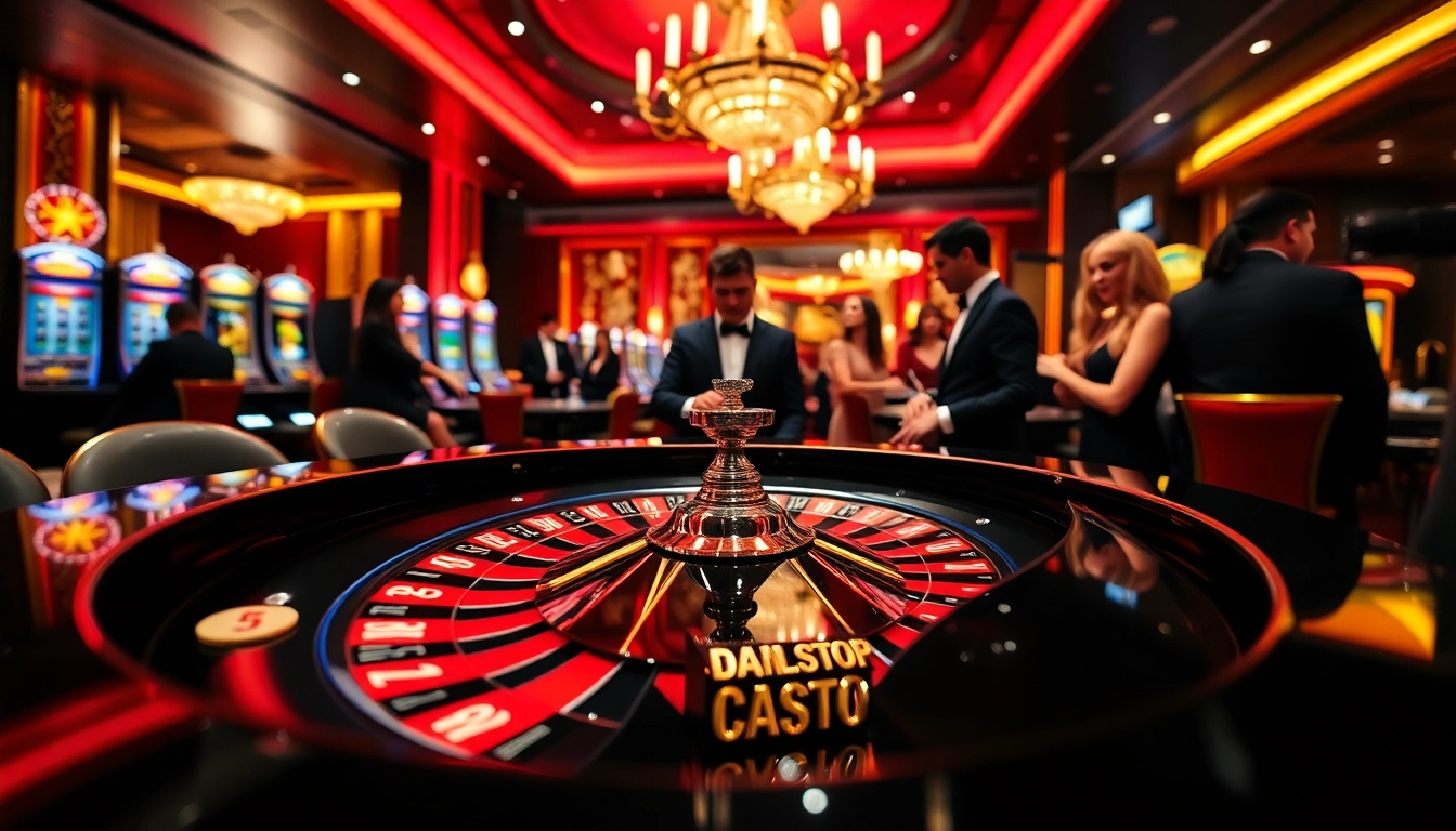Engaging atmosphere of a Non gamstop Casino Uk with players around a roulette table.
