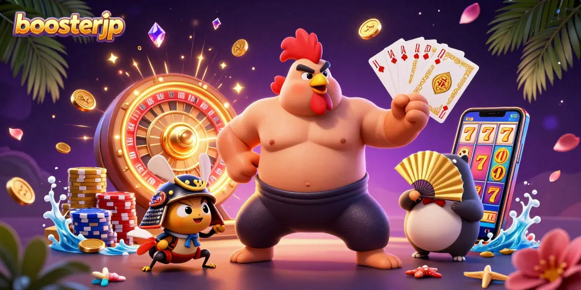 Engage with exciting gameplay at boosterjp featuring a thrilling casino scene with iconic characters.