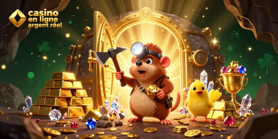 Explorez le monde du casino en ligne argent réel avec un rat de cave chasseurs de trésors dans une grotte lumineuse de richesses.