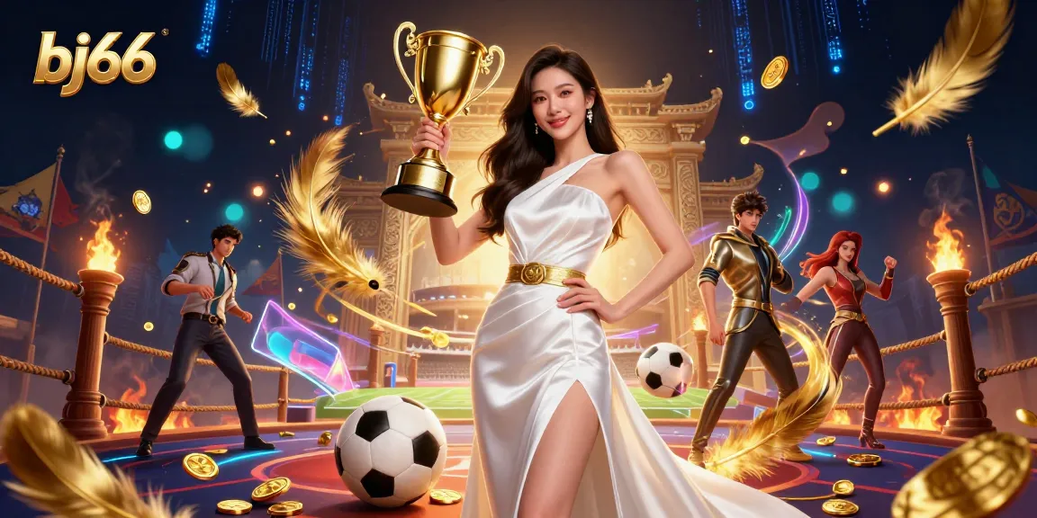 Engage in thrilling victories at bj66 with a photorealistic depiction of an Asian woman celebrating, surrounded by dynamic sports betting elements.