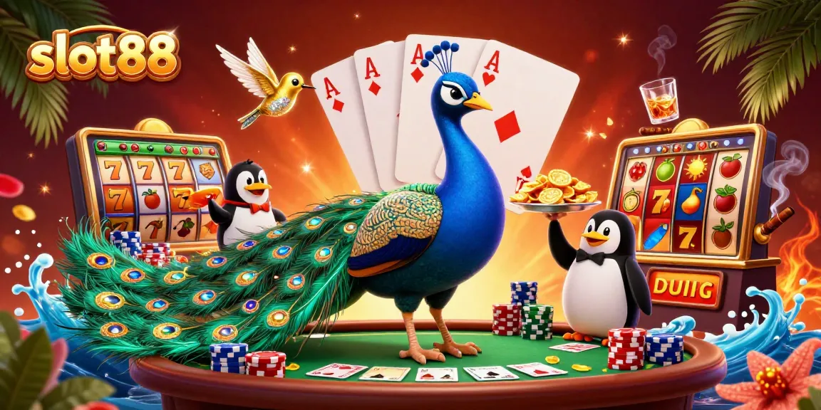 Experience thrilling slot88 gameplay with vibrant casino elements in a dynamic illustration.