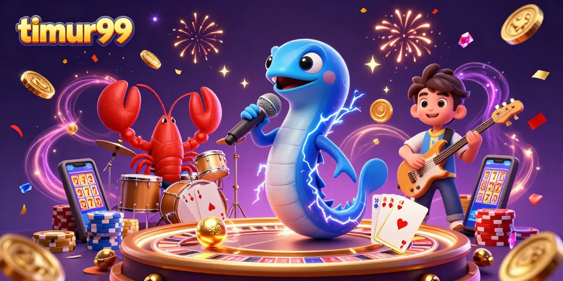 Experience the excitement of timur99 with vibrant casino elements and underwater characters.