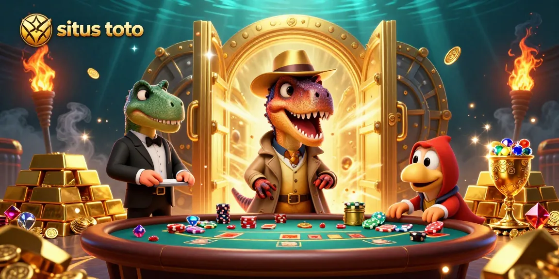 Experience exciting gameplay with situs toto at a blackjack table featuring animated dinosaur characters.