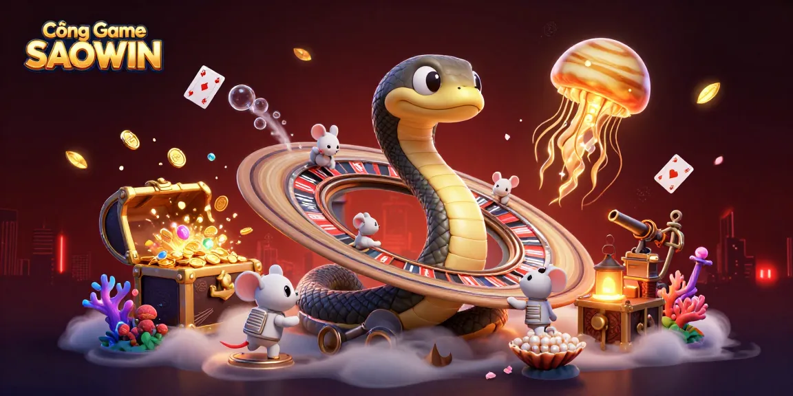 Cổng Game SAOWIN offers thrilling gameplay with a unique cosmic casino experience featuring vibrant characters and dynamic elements.