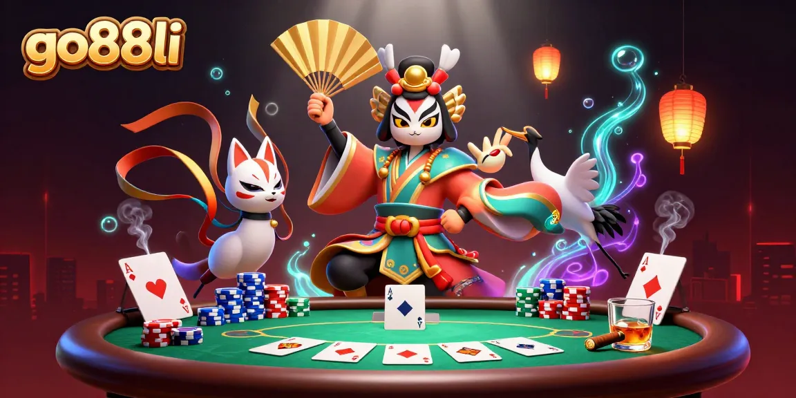 Engage with go88li at an exciting poker table surrounded by vibrant elements that enhance your gaming experience.